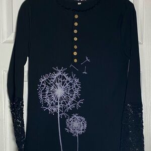 Elegant Black Blouse with Floral Accents